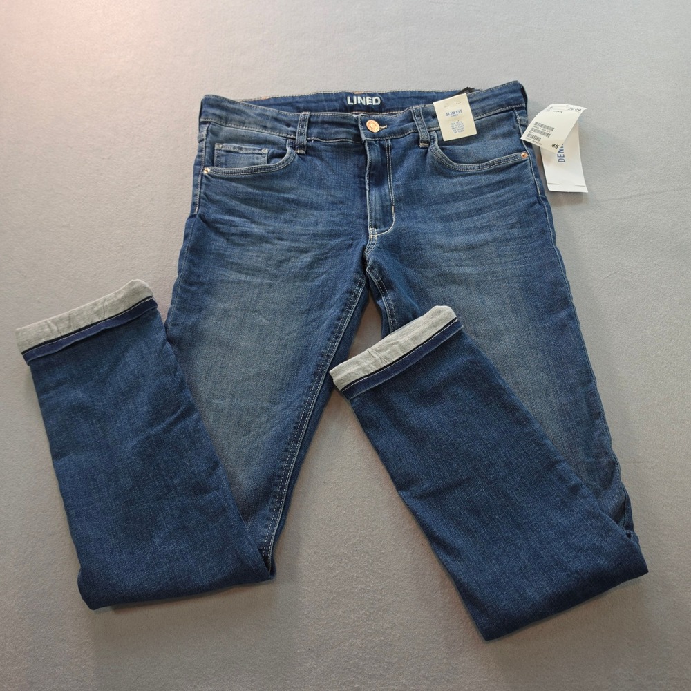 H&M Girls Slim Fit Jersey Lined Jeans Medium Wash Blue 11-12Y NWT